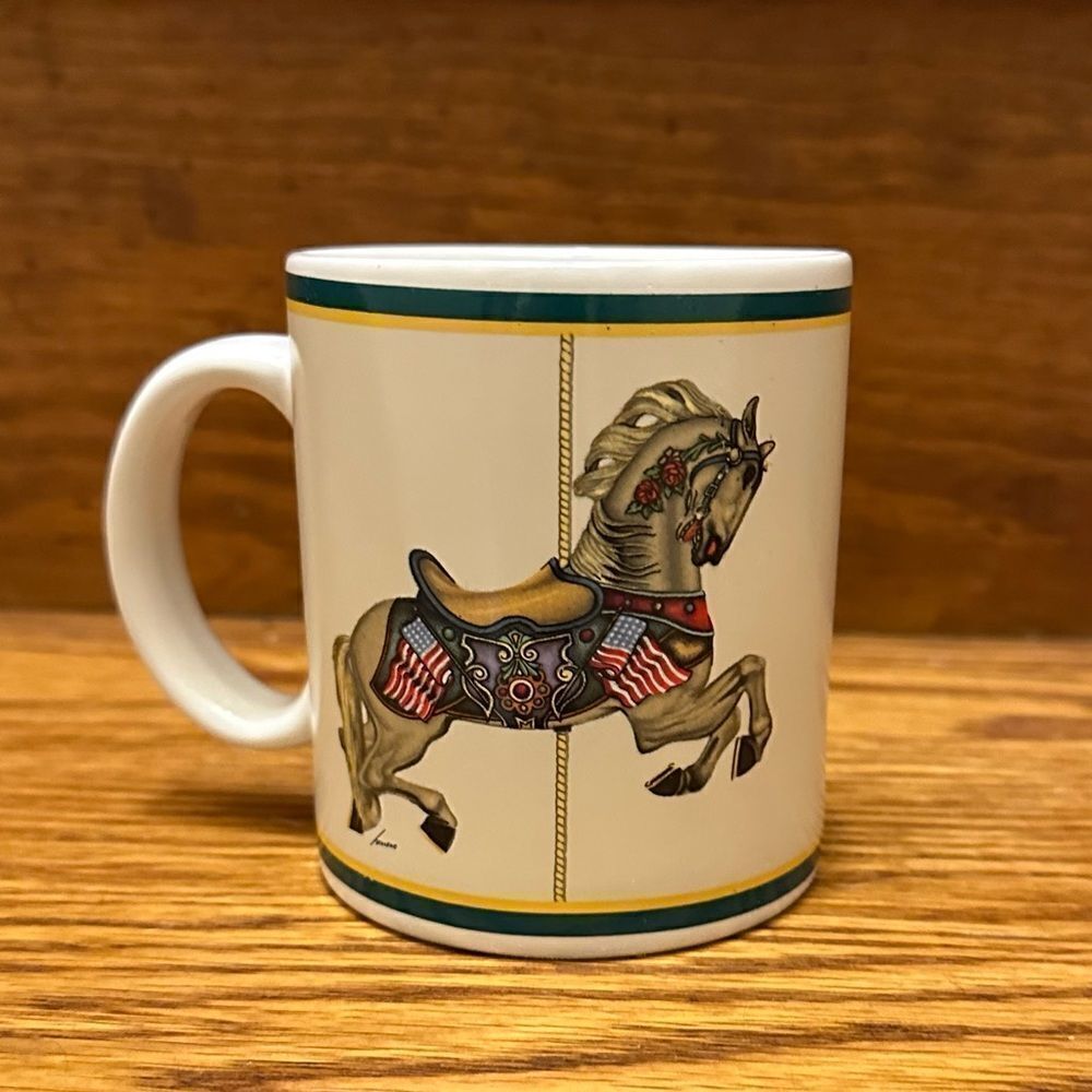 Vintage Lowell Herrero Carousel Horse Ceramic Mug